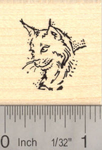 Small Lynx Wildcat Portrait Rubber Stamp