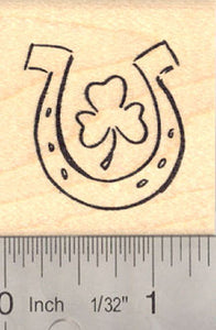 St. Patrick's Day Shamrock and Horseshoe Rubber Stamp, Luck of the Irish