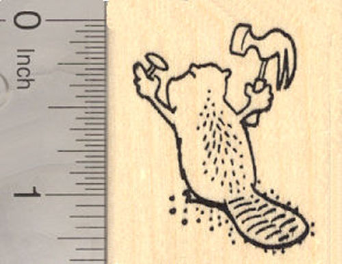 Builder Beaver Rubber Stamp, Father's Day, Carpenter