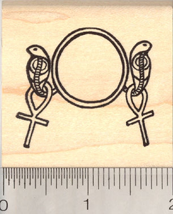 Egyptian Cobra Ankh Rubber Stamp, Sun Disk, Pharaoh Uraei