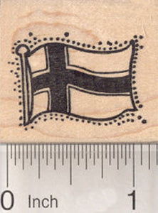 Flag of Norway Rubber Stamp, Norwegian Flag, White-Fimbriated Blue Nordic Cross on