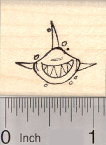 Small Grinning Shark Rubber Stamp
