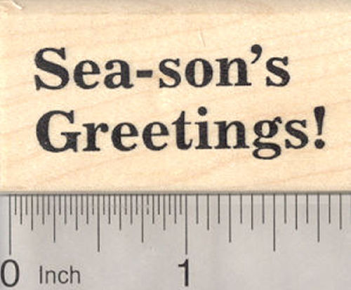 Season's Greetings (Sea) Rubber Stamp, Christmas under the Sea Saying
