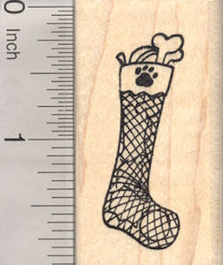 Dog Christmas Stocking Rubber Stamp