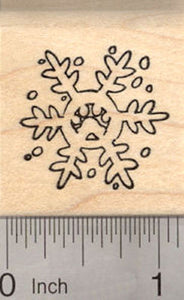 Paw Print Snowflake Rubber Stamp, Winter Snow