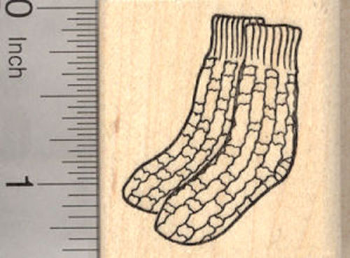 Hand Knit Pair of Socks Rubber Stamp