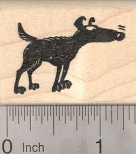 Dog Silhouette with Super Sniffer Rubber Stamp