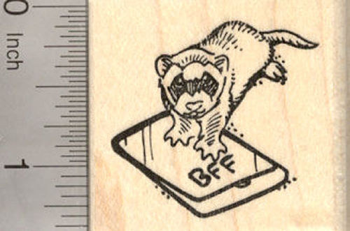 Best Ferret Friend on Smart Phone Rubber Stamp