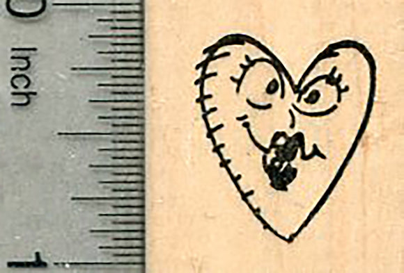 Heart Shaped Face Rubber Stamp, Valentine