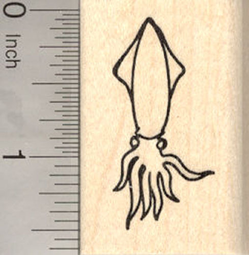 Small Squid Rubber Stamp