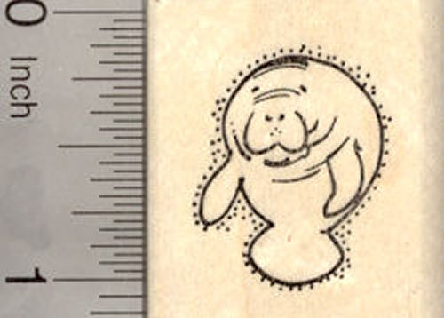 Small Manatee Rubber Stamp