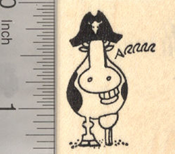 Pirate Grinning Cow with Wooden Leg Rubber Stamp