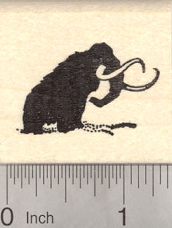 Woolly Mammoth Rubber Stamp Silhouette, Prehistoric Extinct Mammuthus