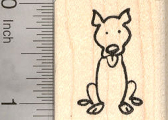 Pitbull Dog Stick Figure Rubber Stamp