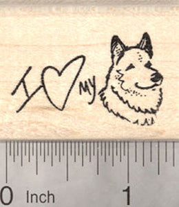 Icelandic Sheepdog Rubber Stamp, I Love my Dog