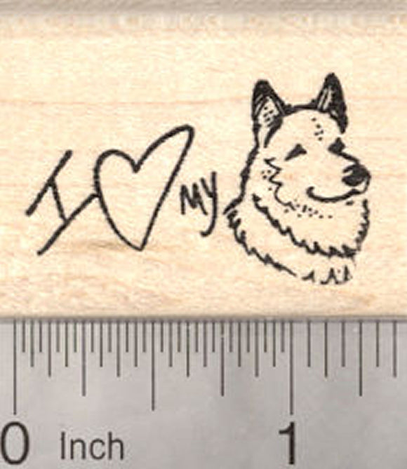 Icelandic Sheepdog Rubber Stamp, I Love my Dog