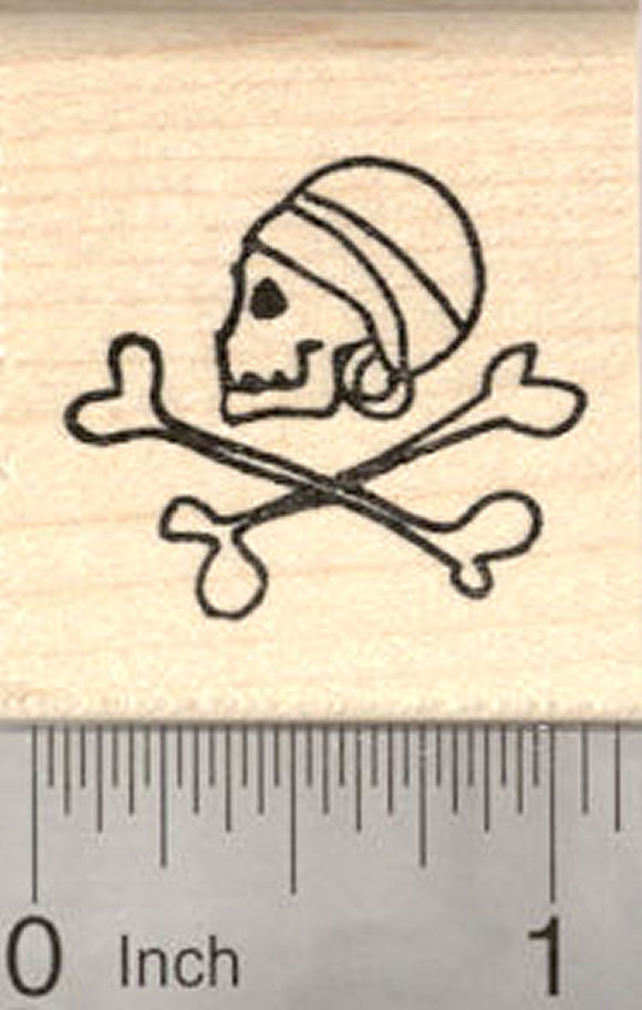 Pirate Emblem Rubber Stamp, Skull and Cross Bones