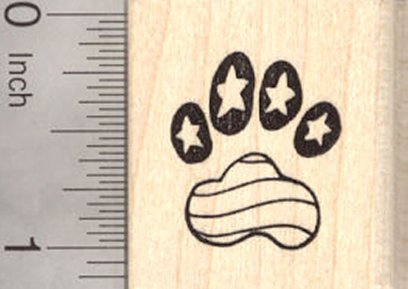 4th of July Paw Print Rubber Stamp, Patriotic American Dog, Cat