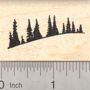 Pine Tree Line Rubber Stamp, Forest, Fir trees, Evergreen