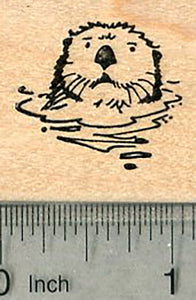 Sea Otter Rubber Stamp, in Water
