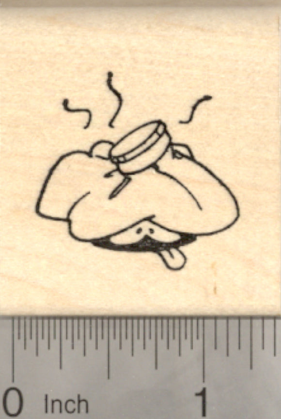 Ice Pack Rubber Stamp, Get Well Soon with Sick Creature