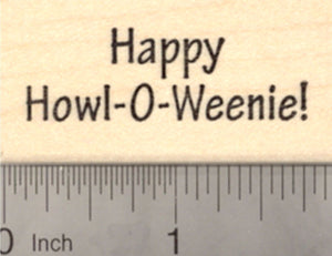 Happy Howl-o-weenie Halloween Rubber Stamp, Dachshund Dog Theme