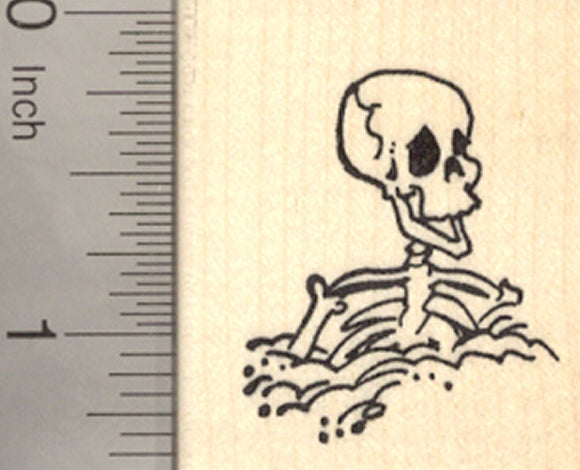 Halloween Skeleton Rubber Stamp, Buried up to Chest, Día de Muertos