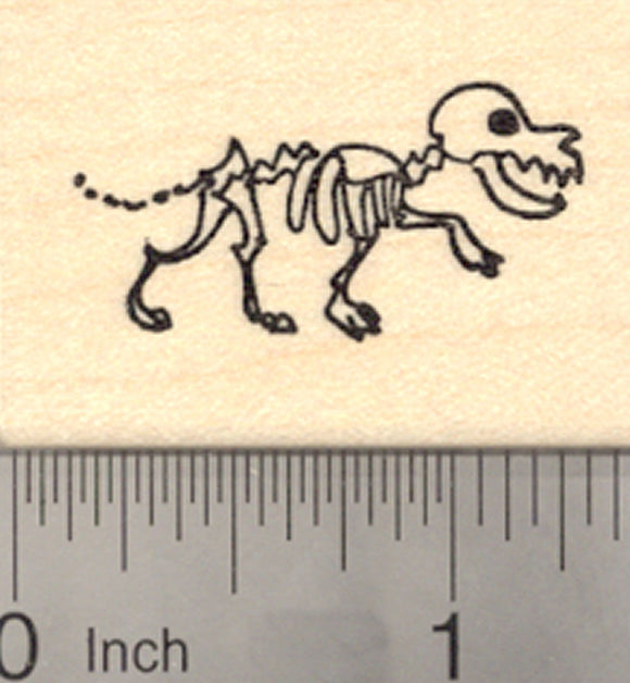 Halloween Skeleton Dog Rubber Stamp, Taking a Walk