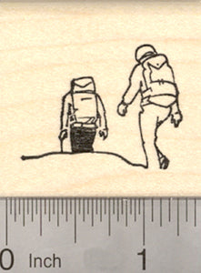 Hiking Rubber Stamp, Two Hikers