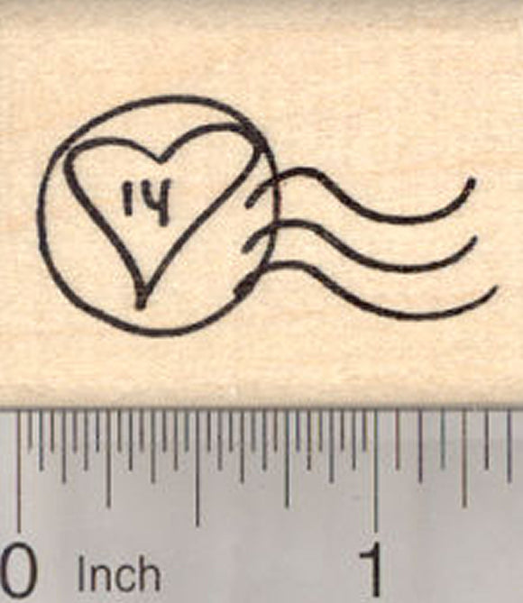 Valentine's Day Rubber Stamp, Faux Postal Cancellation