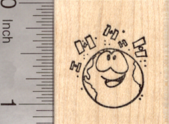 Earth with Satellites Rubber Stamp, Geocaching