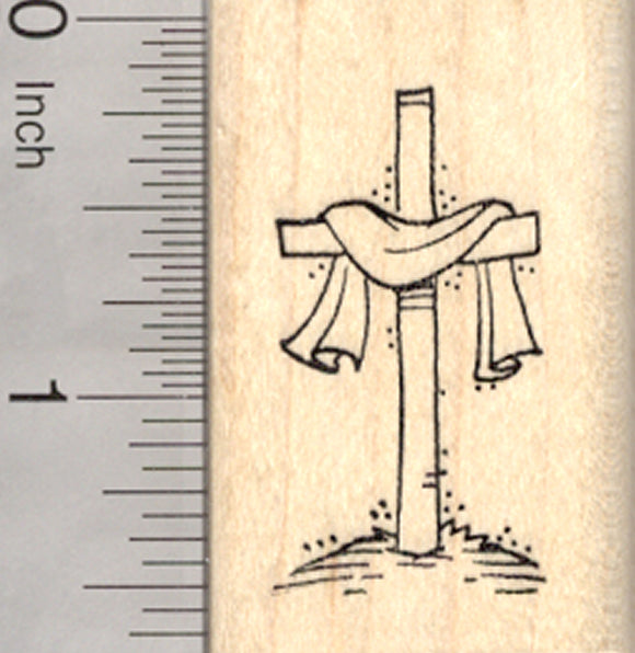 Easter Cross Rubber Stamp, Christian Crucifix