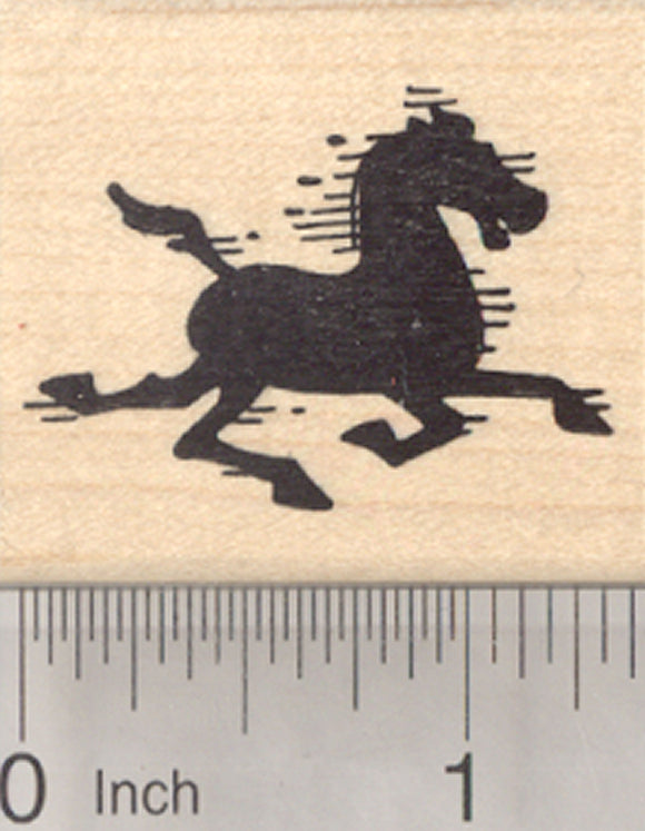 Horse Silhouette Rubber Stamp, Mustang