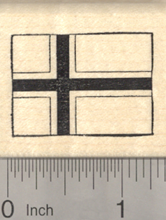 Flag of Norway Rubber Stamp, Scandinavian cross outlined in white