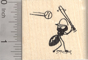 Baseball Ant Rubber Stamp, at Bat