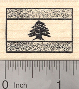 Flag of Lebanon Rubber Stamp, Spanish Fess, Green Lebanon Cedar