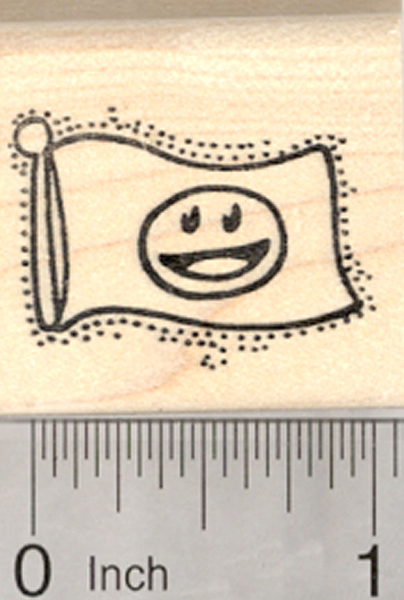Smiley Face Flag Rubber Stamp, Happy, Utopia