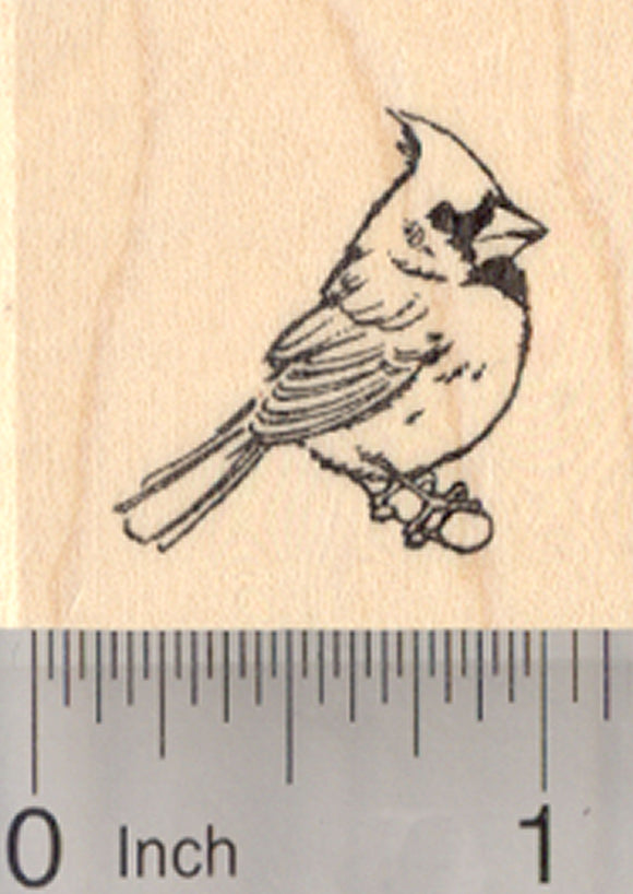 Cardinal Bird on Branch Rubber Stamp, Small