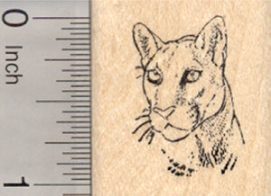 Cougar Portrait Rubber Stamp, Small