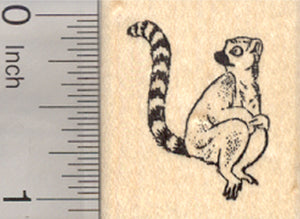 Ringtailed Lemur Rubber Stamp, Madagascar Primate, Small