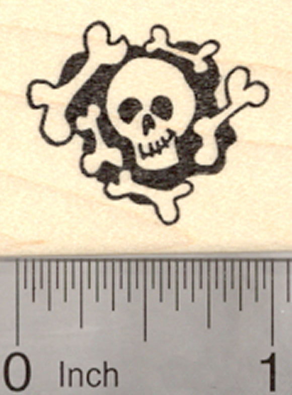 Halloween Skull and Bones Rubber Stamp