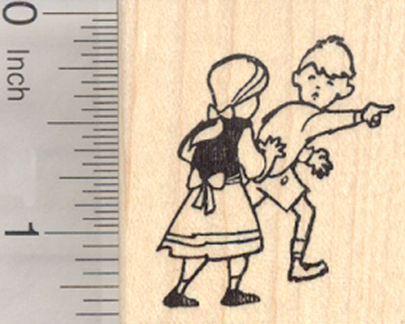Hansel and Gretel Rubber Stamp, German Children, Fairy Tale Brother and Sister headed off to find the Gingerbread House