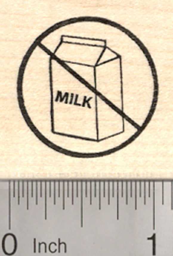 Dairy Free Rubber Stamp, Menu Symbol, Universal No Sign with Milk Carton