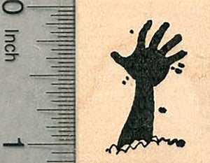 Zombie Hand Rubber Stamp, Emerging from Grave, Halloween