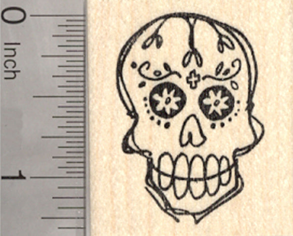 Sugar Skull Rubber Stamp, Calavera, Day of the Dead, Halloween, Día de Muertos