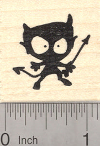 Little Devil Silhouette Rubber Stamp, Valentine's Day, Halloween