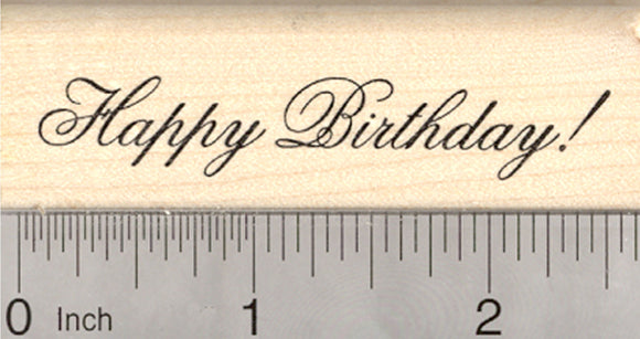 Happy Birthday Spiral Greeting Continuous Word Phrase Wood Rubber Stamp