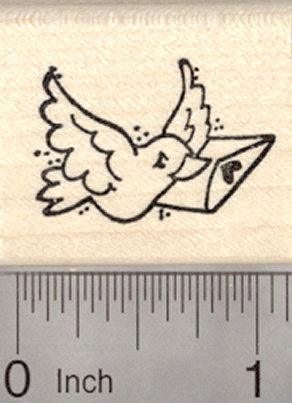 Valentine's Day Bird Rubber Stamp, with Love Letter