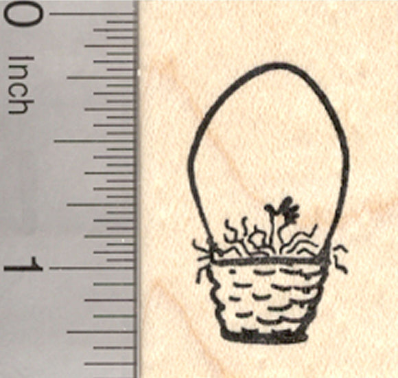 Easter Krampus Basket Rubber Stamp, with Tiny Hand Emerging, Scary