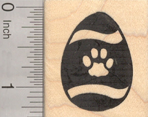 Easter Egg Rubber Stamp, with Pet Paw Print Design, Dog or Cat